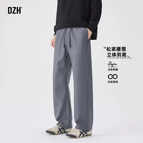 男士灰色直筒休闲裤男款2025新款松紧腰垂感裤子秋季美式长裤潮牌商品大图