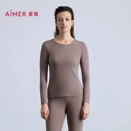 爱慕25秋冬燚暖衣轻燚保暖女打底舒适圆领上衣秋衣AM72B781图片