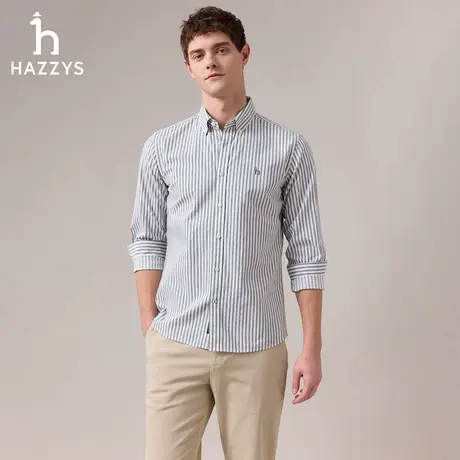 【商场同款】HAZZYS哈吉斯25秋季新款条纹休闲男士衬衣通勤衬衫潮图片