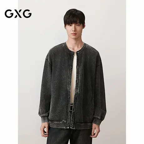 GXG男装 开襟卫衣做旧水洗棒球领卫衣外套长袖上衣 2025秋季新品图片