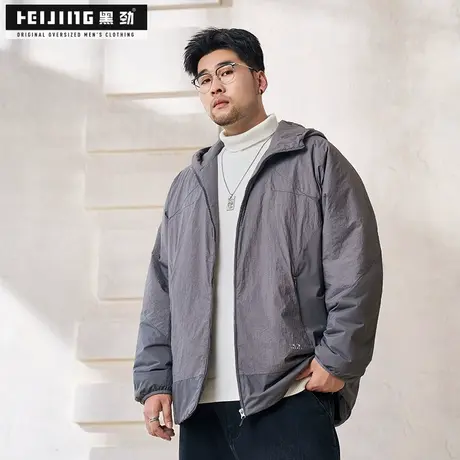 黑劲大码男装秋冬季新款连帽面包棉服肥佬加肥加大宽松保暖外套图片