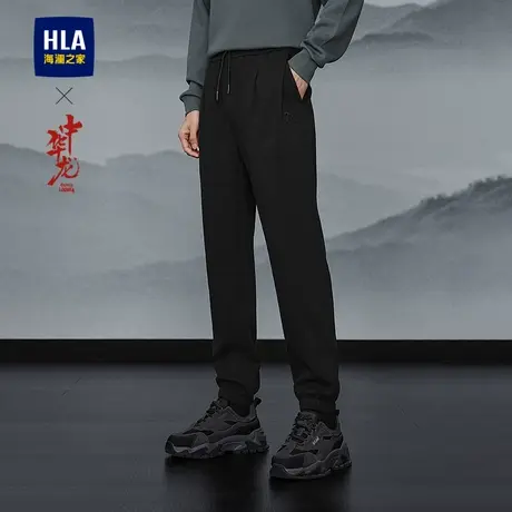 HLA/海澜之家中华龙卫裤2025秋冬新款抽绳松紧腰精致绣花休闲裤男图片