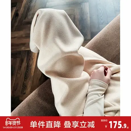 唐狮2026秋冬季女宽松休闲毛呢加绒长裤直筒裤阔腿裤百搭女裤潮流图片