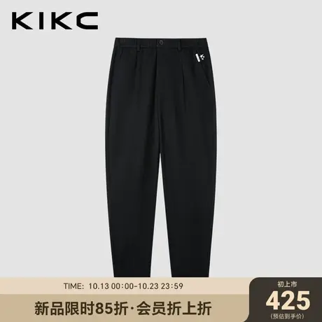 kikc休闲裤男2023秋冬新款商场同款图案刺绣竖条纹针织直筒裤子商品大图