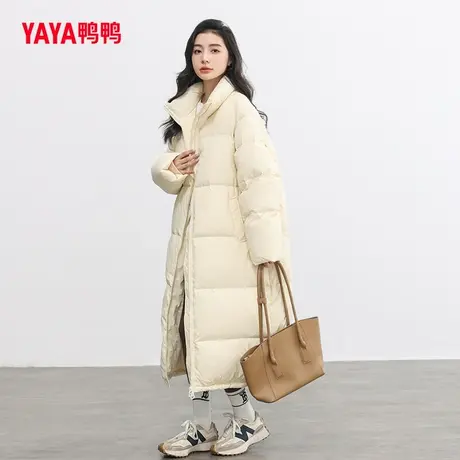【双十一预售】鸭鸭羽绒服女2023秋冬长款立领百搭纯色韩版外套W图片