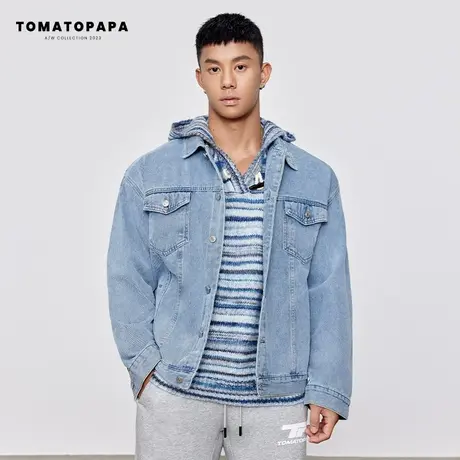 TOMATOPAPA经典百搭牛仔外套夹克秋季薄款外套水洗棉情侣开衫上衣图片