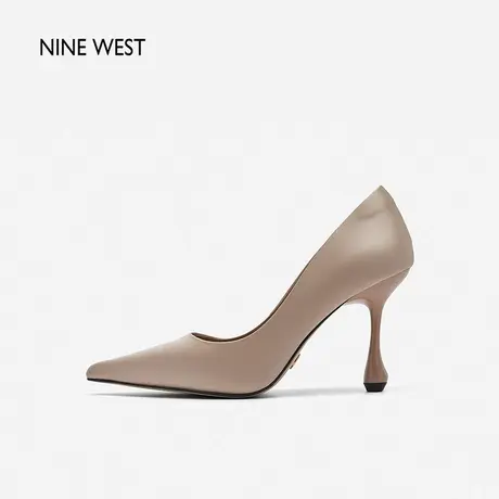 Nine West/玖熙高跟鞋女水滴跟春新款浅口真丝缎面气质单鞋女鞋图片
