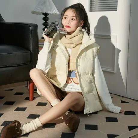 唐狮时尚羽绒马甲女冬装外搭背心加厚保暖羽绒马甲设计感外套上衣图片