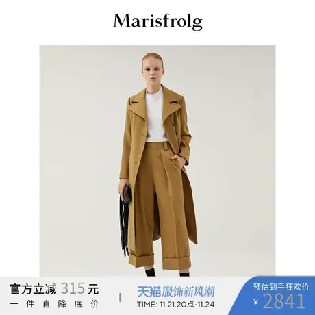 【英伦风外套】玛丝菲尔风衣2023春季羊毛复古腰带风衣外套女图片