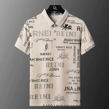 夏季新款潮流商务休闲polo衫男士薄款翻领短袖t恤印花个性上衣服商品大图