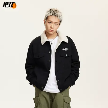 男生加绒加厚棉服冬季夹克情侣款男女同款羊羔绒棉袄保暖潮牌外套图片