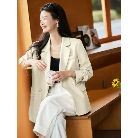 时尚气质西装长袖外套2023年早秋新款淑女温柔宽松显瘦通勤上衣商品大图