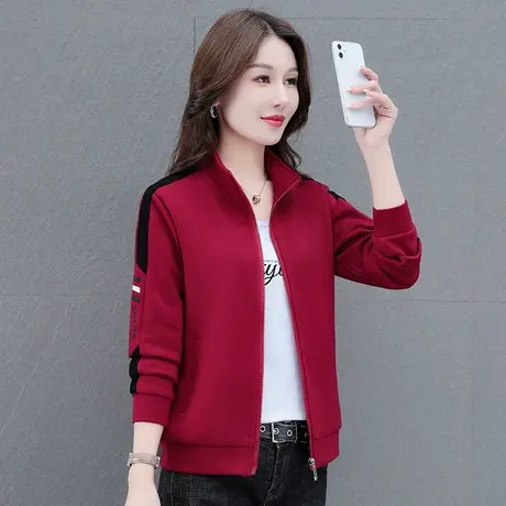 恋上17号立领夹克外套女春秋2023新款韩版宽松休闲棒球服短款上衣商品大图
