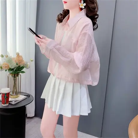 设计感洋气防晒衣女薄款夏季2023新款宽松百搭短款小个子衬衫外套商品大图