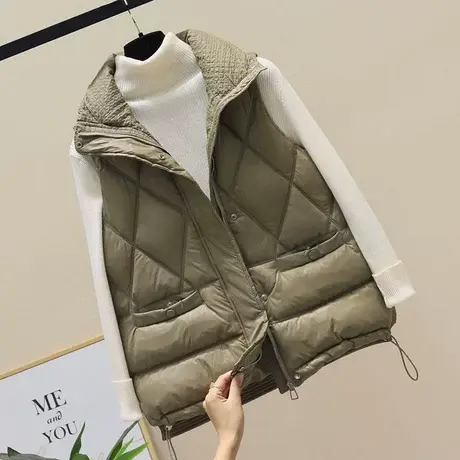 欧货立领菱格设计感小众棉马甲女上衣轻薄羽绒棉服马夹外套短上衣商品大图