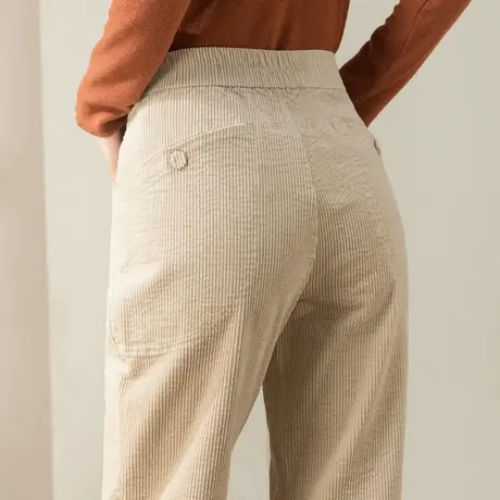 卡其色灯芯绒裤子女冬季2024新款秋冬加绒女裤条绒老爹萝卜哈伦裤商品大图