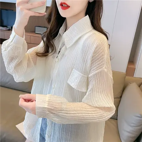 户外透气衬衫防晒衣女夏季2023新款宽松大码冰丝薄款时尚休闲外套商品大图