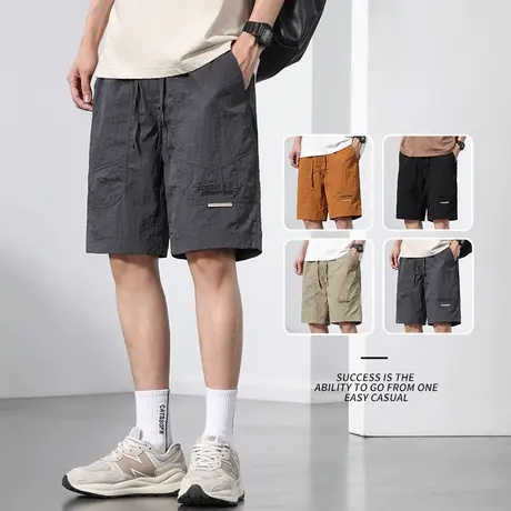 夏装冰丝五分大短裤子夏季男士薄款休闲中裤宽松紧腰速干运动男装商品大图