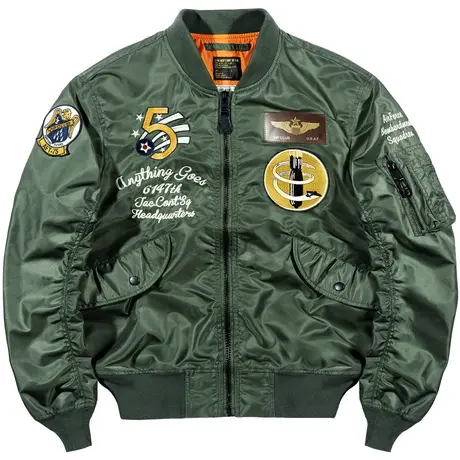 VIP春季新款飞行员夹克男大码工装外套美式刺绣棒球服宽松飞行服商品大图