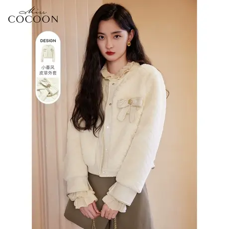 miss COCOON名媛小香风短外套女2022新款时尚气质百搭环保仿皮草商品大图