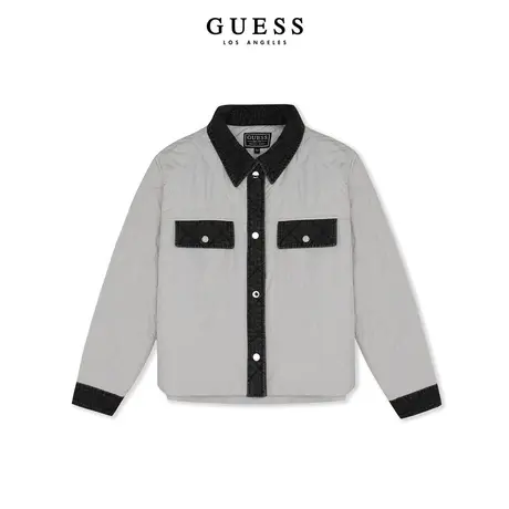 GUESS女士黑灰配色牛仔拼接撞色时尚感外套-YN3W4862商品大图
