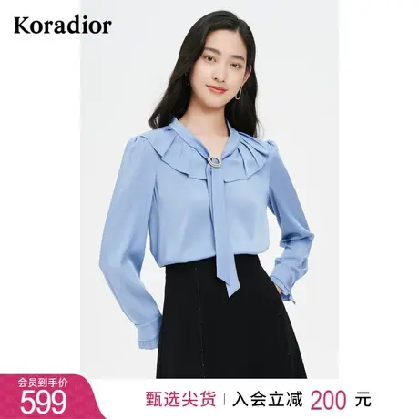 珂莱蒂尔长袖衬衫女衬衣气质上衣飘带V领别致设计感时尚秋冬新款商品大图