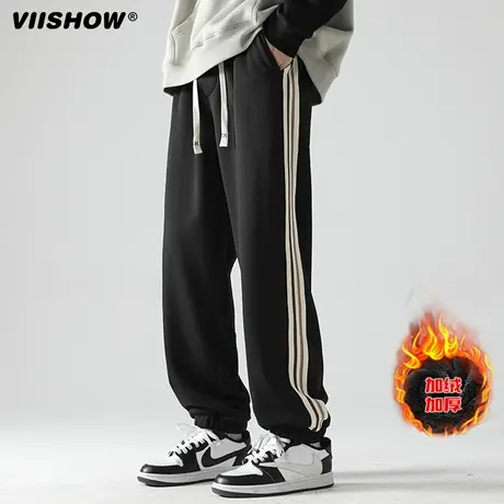 VIISHOW休闲长裤子男秋冬季美式加绒潮流束脚宽松潮牌ins运动卫裤商品大图