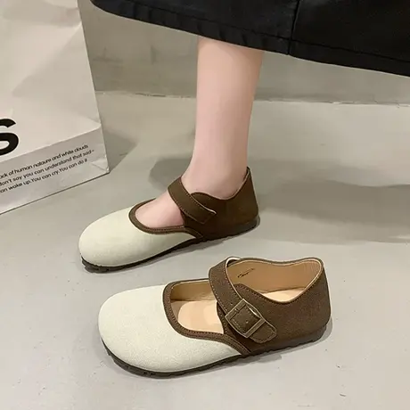 小众玛丽珍鞋女2024春季森系复古圆头单鞋女平底休闲丑萌勃肯鞋商品大图