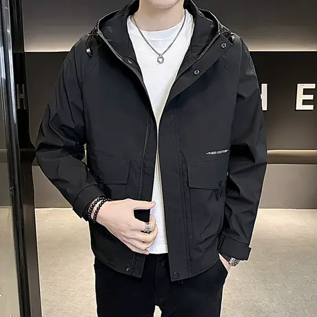 连帽冲锋衣外套男春季潮牌户外宽松痞帅工装夹克爆款男装休闲褂子商品大图