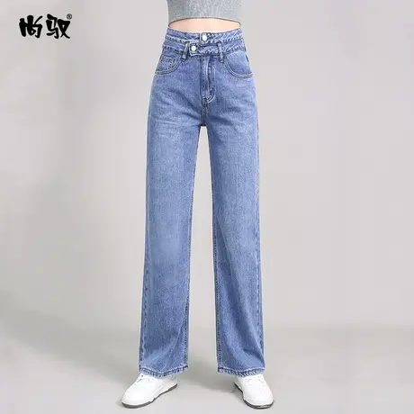 牛仔裤女2024年新款韩版宽松百搭时尚设计感高腰直筒拖地牛仔裤女商品大图