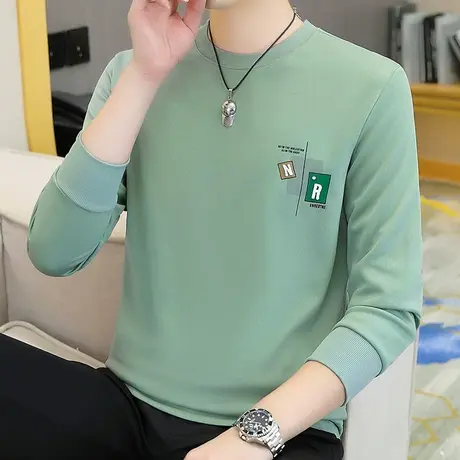 长袖T恤男秋装薄款上衣青少年卫衣潮流外套春季外穿秋衣帅气男装商品大图