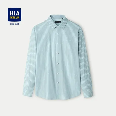 HLA/海澜之家无痕科技长袖休闲衬衫2024春夏新款竖条纹弹力衬衣男商品大图
