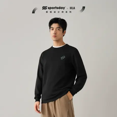HLA/海澜之家sportsday潮流马术运动T恤2023春秋新圆领印花上衣男图片