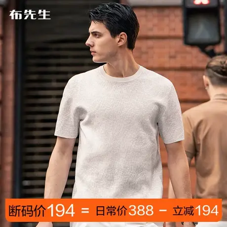 MrBu布先生微廓形精美提花肌理圆领针织T恤夏季短袖男AT11830断码商品大图
