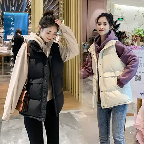 羽绒棉马甲女短款秋冬季2023年新款韩版宽松外穿坎肩背心马夹外套商品大图