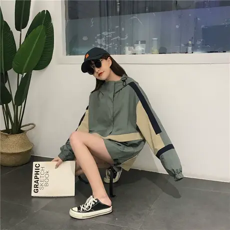 春秋外套女2021新款工装ins潮上衣薄款运动休闲套头秋季宽松卫衣商品大图
