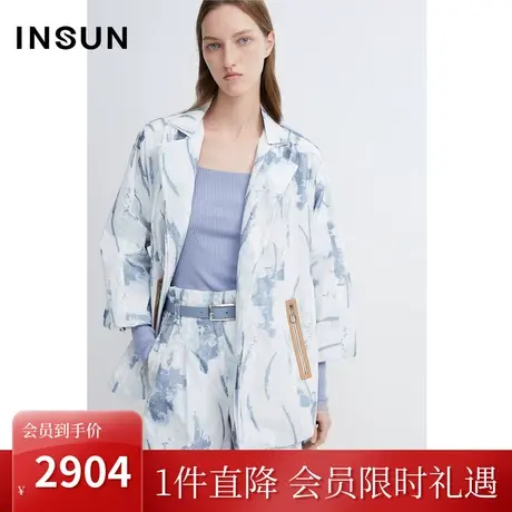 恩裳商场同款时尚印花双层门襟设计层次感简约外套短款商品大图