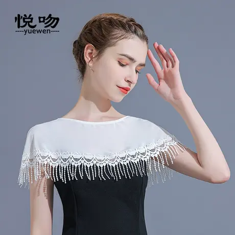 网纱斗篷披肩上衣裙子外搭坎肩流苏蕾丝小披肩女夏百搭超短款罩衫商品大图