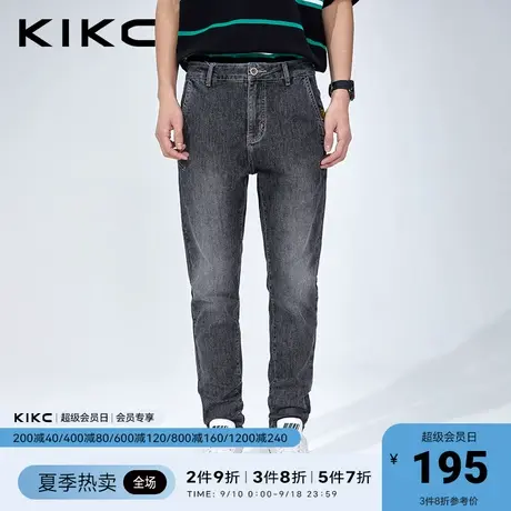 kikc牛仔裤男2023春夏新款商场同款斜插口袋复古休闲潮流水洗长裤图片