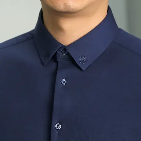 Seno高弹力衬衫男长袖纯棉修身正装商务休闲韩版潮流职业西装衬衣商品大图