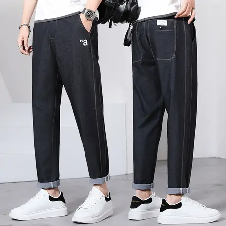 纯黑色牛仔长裤男士直筒宽松休闲男裤子2023年新款夏季薄款春秋款商品大图