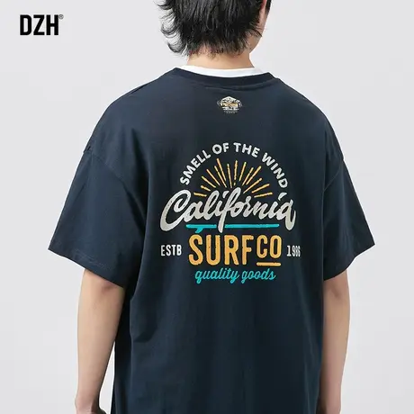 男士短袖2023新款藏青色t恤男夏季纯棉半袖宽松上衣情侣衣服体恤商品大图