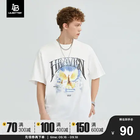 Lilbetter短袖男款夏季衣服美式潮流T恤设计感印花体恤宽松半袖LB商品大图