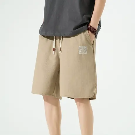 2023夏季新款男休闲裤短裤中国风五分裤刺绣宽松加肥加大码沙滩裤商品大图