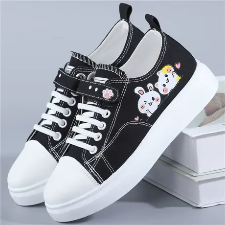 春夏新款布鞋女孩软底运动休闲鞋子学生百搭透气帆布鞋中大童板鞋图片