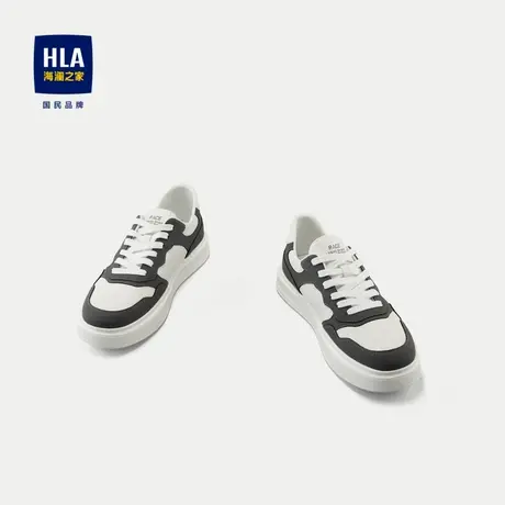 HLA/海澜之家抽绳系带休闲鞋2024新款撞色拼接圆头字母印花鞋子男商品大图