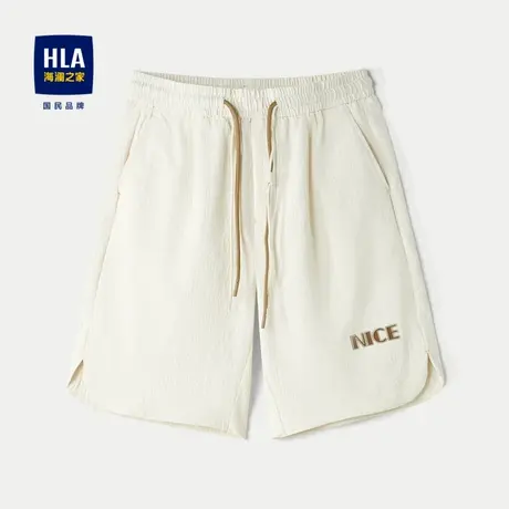 HLA/海澜之家中腰直筒休闲中裤24春夏新抽绳系带透气运动风短裤男图片