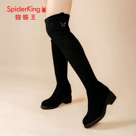 SPIDER KING/蜘蛛王袜靴女2023冬商场新款过膝长筒靴薄绒软底保暖图片