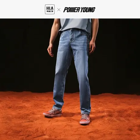 HLA/海澜之家POWER YOUNG2023春新款水洗绣花直脚裤子男图片