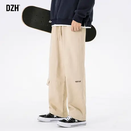 男士卡其色工装裤直筒裤男春夏款百搭裤子直筒宽松休闲裤潮牌男裤商品大图